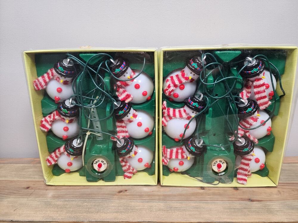 GEMMY Whimsical Color Changing Snowman Indoor Christmas 6 String Light Lot Of 2